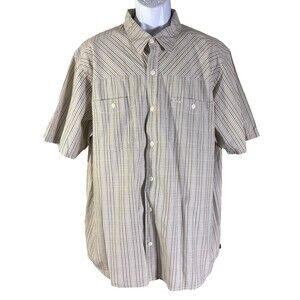 REI Men's Short Sleeve Button Down Striped Shirt Multi-Colored XXL